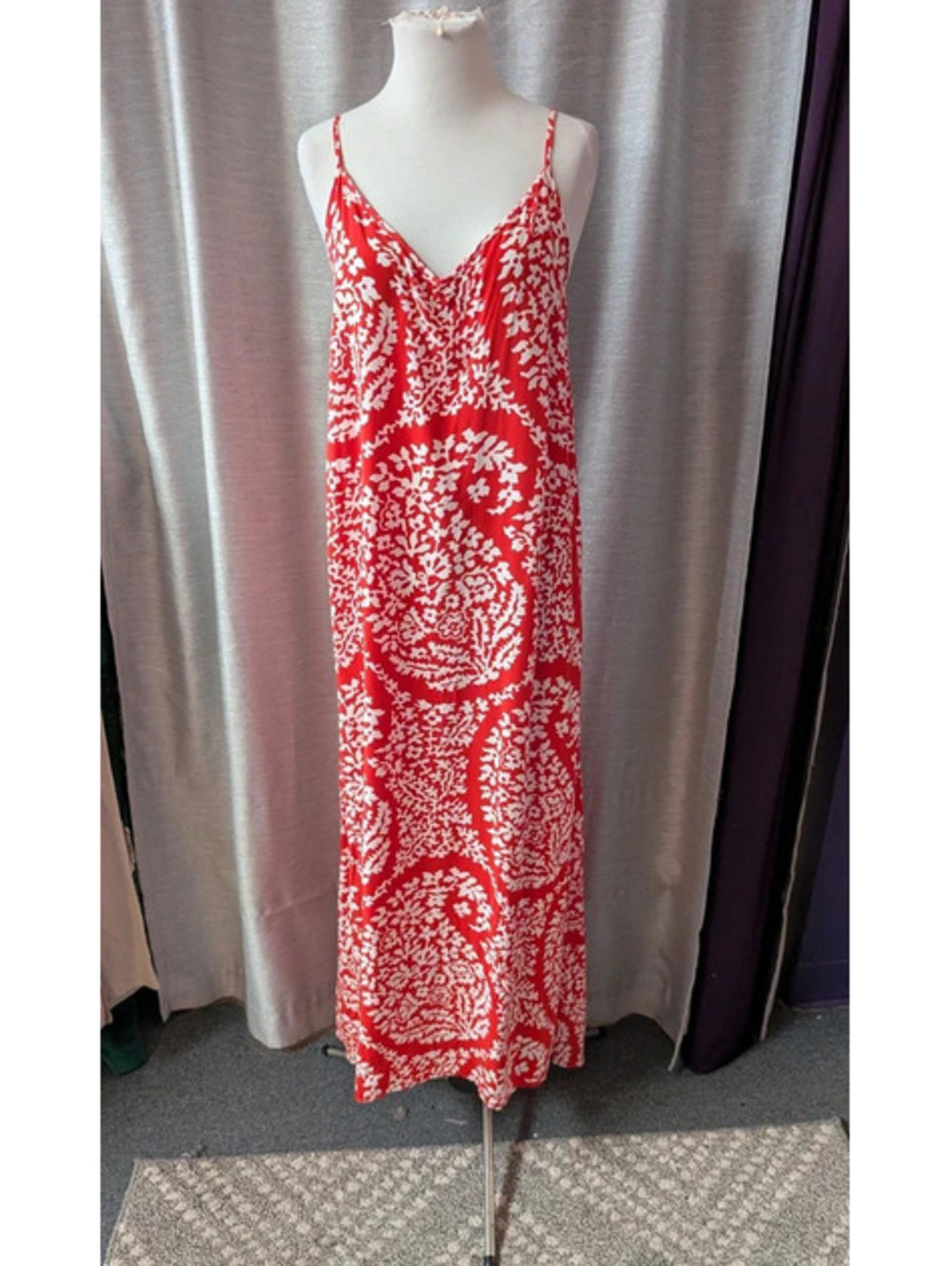 GAP Red and White Rayon Maxi Summer Dress L